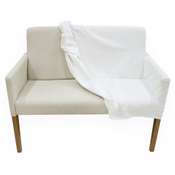 Poltrona 2 lugares Slimline em Linho com Capa de Sarja removível e almofada decorativa