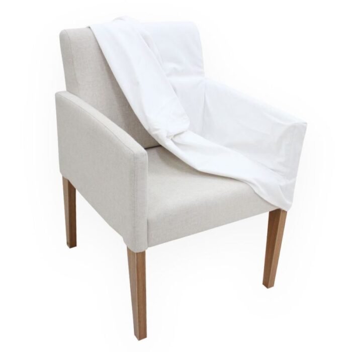 Poltrona Slimline em Linho com Capa de Sarja removível e almofada decorativa