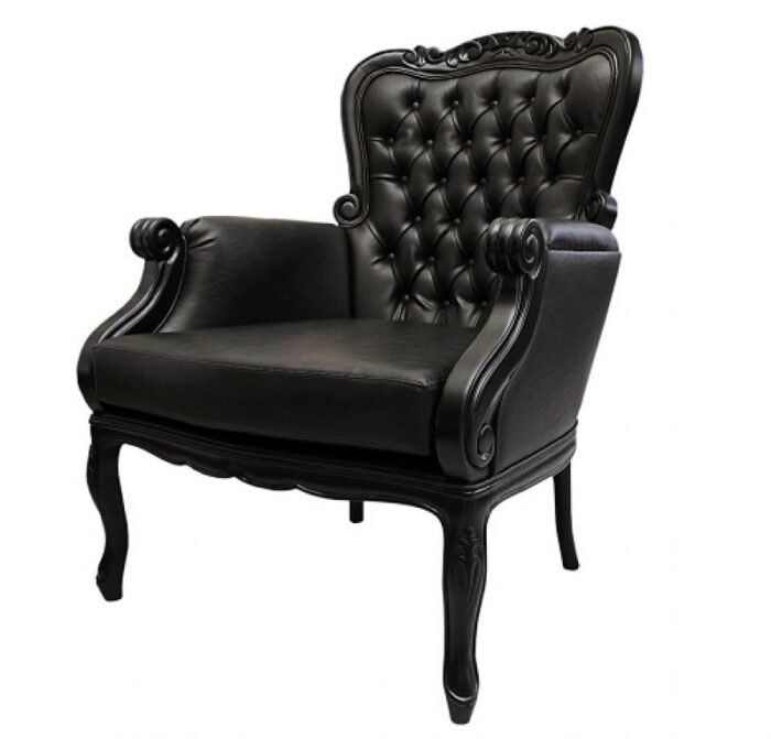 Poltrona, Cadeira Luiz XV Entalhada Cibeli Capitonê Almofada Madeira Maciça